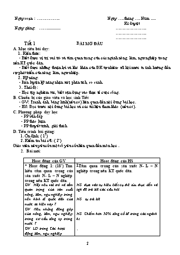 Giáo án Công nghệ Khối 10 - Tiết 1: Bài mở đầu