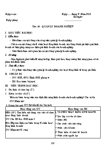Giáo án Công nghệ Khối 10 - Tiết 46: Quản lý doanh nghiệp