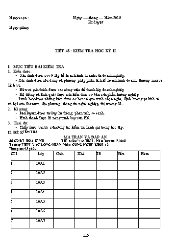 Giáo án Công nghệ Khối 10 - Tiết 48: Kiểm tra học kỳ II
