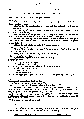 Giáo án Công nghệ Lớp 10 - Tiết 10, Bài 7: Một số tính chất của đất trồng - Trường THPT Diễn Châu 3
