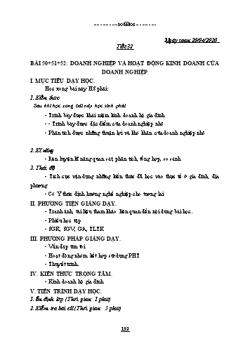 Giáo án Công nghệ Lớp 10 - Tiết 32, Bài 50+51+52: Doanh nghiệp và hoạt động kinh doanh của doanh nghiệp - Năm học 2019-2020