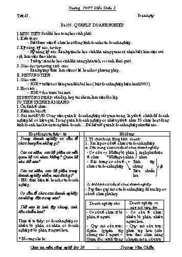 Giáo án Công nghệ Lớp 10 - Tiết 47, Bài 55: Quản lý doanh nghiệp - Trường THPT Diễn Châu 3