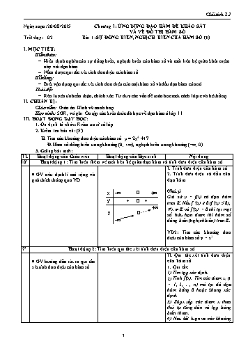 Giáo án Giải tích Lớp 12 - Chương I: Ứng dụng đạo hàm để khảo sát và vẽ đồ thị của hàm số - Tiết 2, Bài 1: Sự đồng biến, nghịch biến của hàm số (Tiếp theo)