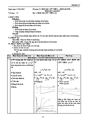 Giáo án Giải tích Lớp 12 - Chương II: Hàm số lũy thừa-Hàm số mũ-Hàm số logarit - Tiết 27, Bài 2: Hàm số luỹ thừa (Tiếp theo)