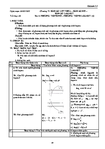 Giáo án Giải tích Lớp 12 - Chương II: Hàm số lũy thừa-Hàm số mũ-Hàm số logarit - Tiết 35, Bài 5: Phương trình mũ-Phương trình logarit (Tiếp theo)