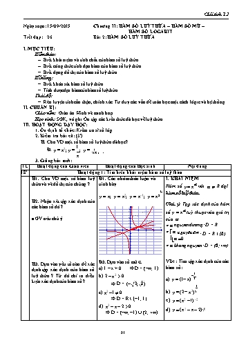 Giáo án Giải tích Lớp 12 - Chương II: Hàm số lũy thừa-Hàm số mũ-Hàm số logarit - Tiết 26, Bài 2: Hàm số luỹ thừa
