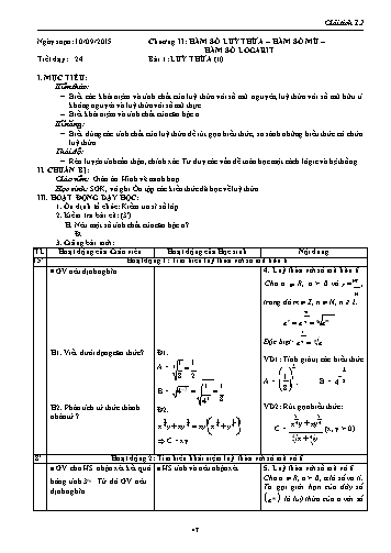 Giáo án Giải tích Lớp 12 - Chương II: Hàm số lũy thừa-Hàm số mũ-Hàm số logarit - Tiết 24, Bài 1: Luỹ thừa (Tiếp theo)