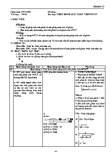 Giáo án Giải tích Lớp 12 - Chương IV: Số phức - Tiết 74+75, Bài: Thực hành giải toán trên MTCT