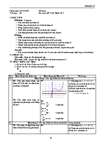 Giáo án Giải tích Lớp 12 - Tiết 45, Bài: Ôn tập học kì 1