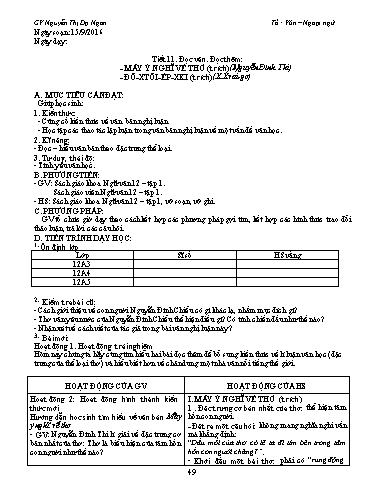 Giáo án Ngữ văn Lớp 12 - Tiết 11, Đọc văn: Đọc thêm Mấy ý nghĩ về thơ (Trích - Nguyễn Đình Thi); Đô-xtôi-ép-xki (Trích - X.Xvai-gơ) - Nguyễn Thị Dạ Ngân