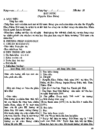 Giáo án Ngữ văn Lớp 12 - Tiết 28: Văn bản: Đất nước (Nguyễn Khoa Điềm)