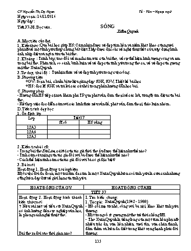 Giáo án Ngữ văn Lớp 12 - Tiết 37+38, Đọc văn: Sóng (Xuân Quỳnh) - Nguyễn Thị Dạ Ngân