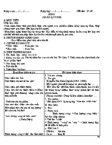 Giáo án Ngữ văn Lớp 12 - Tiết 37+38: Văn bản: Sóng (Xuân Quỳnh)