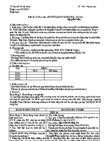 Giáo án Ngữ văn Lớp 12 - Tiết 46+47, Đọc văn: Người lái đò Sông Đà (Trích - Nguyễn Tuân) - Nguyễn Thị Dạ Ngân