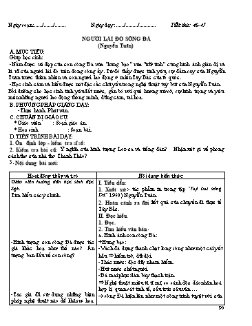 Giáo án Ngữ văn Lớp 12 - Tiết 46+47: Văn bản: Người lái đò Sông Đà (Nguyễn Tuân)