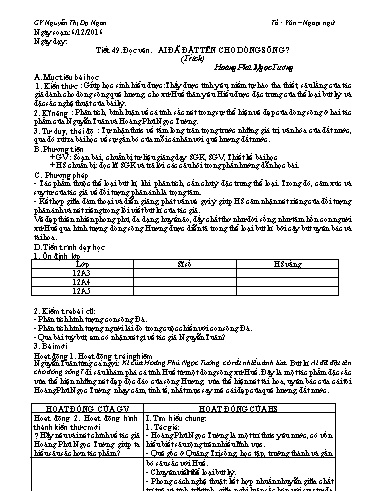 Giáo án Ngữ văn Lớp 12 - Tiết 49, Đọc văn: Ai đã đặt tên cho dòng sông (Trích - Hoàng Phủ Ngọc Tường) - Nguyễn Thị Dạ Ngân