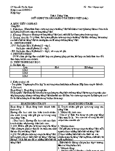 Giáo án Ngữ văn Lớp 12 - Tiết 9, Tiếng Việt: Giữ gìn sự trong sáng của tiếng Việt (Tiếp theo) - Nguyễn Thị Dạ Ngân