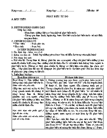 Giáo án Ngữ văn Lớp 12 - Tiết 90: Phát biểu tự do