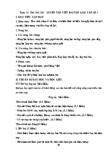 Giáo án Ngữ văn Lớp 9 (Công văn 5512) - Tiết 104+105, Bài: Luyện tập viết bài tập làm văn số 5