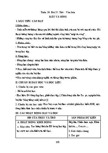 Giáo án Ngữ văn Lớp 9 (Công văn 5512) - Tiết 125+126, Văn bản: Mây và sóng