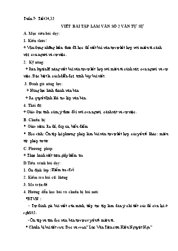 Giáo án Ngữ văn Lớp 9 (Công văn 5512) - Tiết 34+35, Bài: Viết bài tập làm văn số 2-Văn tự sự