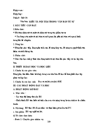 Giáo án Ngữ văn Lớp 9 (Công văn 5512) - Tiết 38, Văn bản: Miêu tả nội tâm trong văn bản tự sự