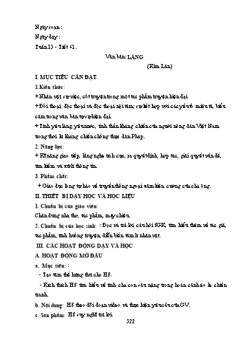 Giáo án Ngữ văn Lớp 9 (Công văn 5512) - Tiết 61, Văn bản: Làng