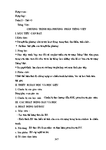 Giáo án Ngữ văn Lớp 9 (Công văn 5512) - Tiết 63, Bài: Chương trình địa phương phần Tiếng Việt