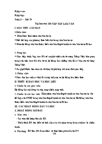 Giáo án Ngữ văn Lớp 9 (Công văn 5512) - Tiết 79, Bài: Ôn tập tập làm văn (Tiếp theo)