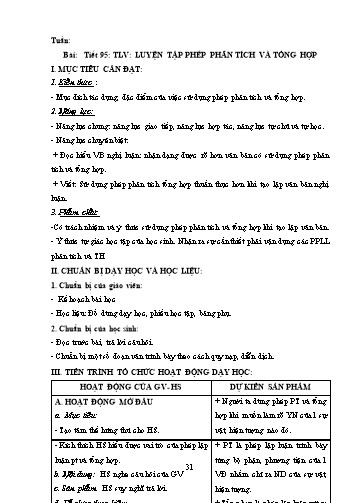 Giáo án Ngữ văn Lớp 9 (Công văn 5512) - Tiết 95, Bài: Luyện tập phép phân tích và tổng hợp