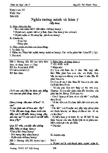 Giáo án Ngữ văn Lớp 9 - Tiết 128: Nghĩa tường minh và hàm ý (Tiếp theo) - Trường THCS ĐT Việt Hưng