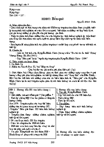 Giáo án Ngữ văn Lớp 9 - Tiết 136+137: Hướng dẫn đọc thêm: Bến quê - Trường THCS ĐT Việt Hưng