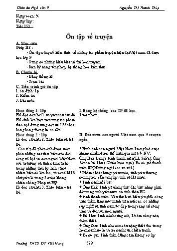 Giáo án Ngữ văn Lớp 9 - Tiết 153: Ôn tập về truyện - Trường THCS ĐT Việt Hưng