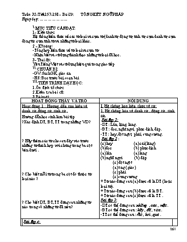 Giáo án Ngữ văn Lớp 9 - Tiết 157+158, Bài 29: Tổng kết về ngữ pháp