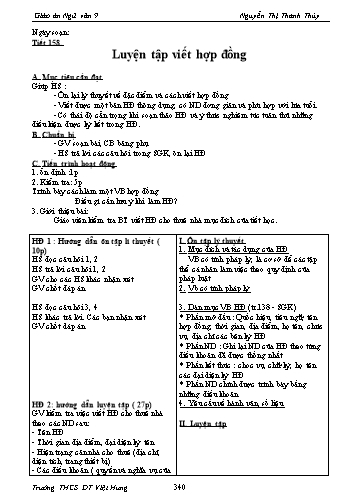 Giáo án Ngữ văn Lớp 9 - Tiết 158: Luyện tập viết hợp đồng - Trường THCS ĐT Việt Hưng