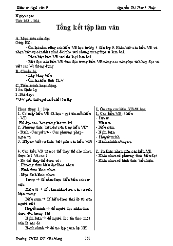 Giáo án Ngữ văn Lớp 9 - Tiết 163+164: Tổng kết tập làm văn - Trường THCS ĐT Việt Hưng