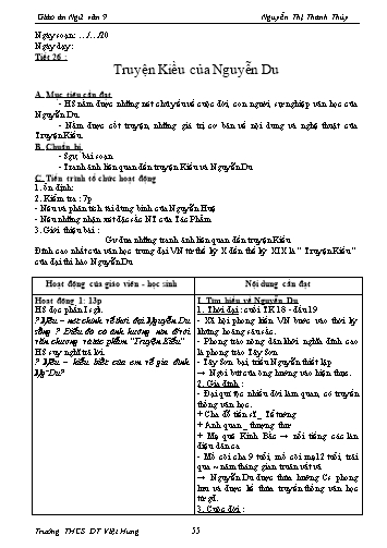 Giáo án Ngữ văn Lớp 9 - Tiết 26: Văn bản: Truyện Kiều của Nguyễn Du - Trường THCS ĐT Việt Hưng