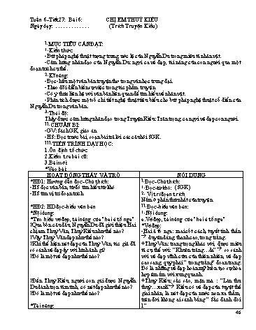 Giáo án Ngữ văn Lớp 9 - Tiết 27, Bài 6: Văn bản: Chị em Thúy Kiều (Trích Truyện Kiều)