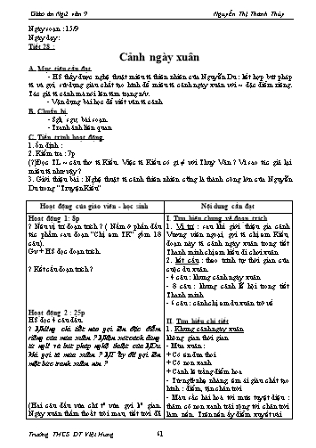 Giáo án Ngữ văn Lớp 9 - Tiết 28: Văn bản: Cảnh ngày xuân - Trường THCS ĐT Việt Hưng