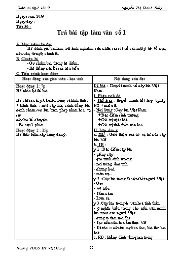 Giáo án Ngữ văn Lớp 9 - Tiết 30: Trả bài tập làm văn số 1 - Trường THCS ĐT Việt Hưng