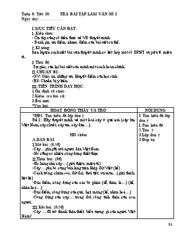 Giáo án Ngữ văn Lớp 9 - Tiết 30: Trả bài tập làm văn số 1