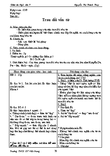 Giáo án Ngữ văn Lớp 9 - Tiết 33: Trau dồi vốn từ - Trường THCS ĐT Việt Hưng