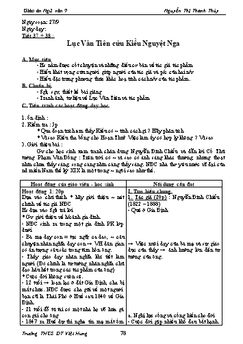 Giáo án Ngữ văn Lớp 9 - Tiết 37+38: Văn bản: Lục Vân Tiên cứu Kiều Nguyệt Nga - Trường THCS ĐT Việt Hưng