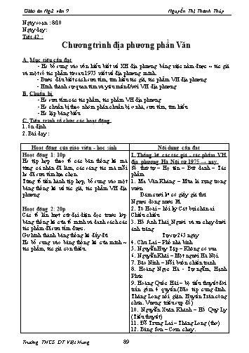 Giáo án Ngữ văn Lớp 9 - Tiết 42: Chương trình địa phương phần Văn - Trường THCS ĐT Việt Hưng