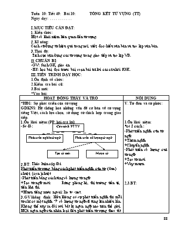 Giáo án Ngữ văn Lớp 9 - Tiết 49, Bài 10: Tổng kết từ vựng (Tiếp theo)