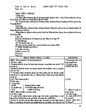 Giáo án Ngữ văn Lớp 9 - Tiết 53, Bài 11: Tổng kết từ vựng (Tiếp theo)