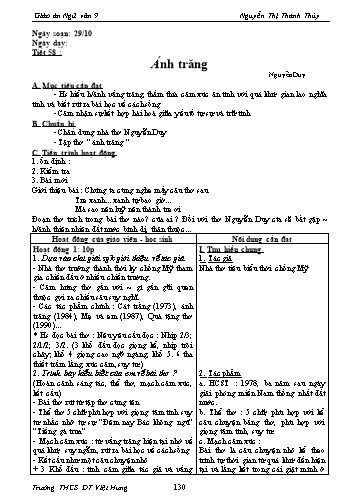 Giáo án Ngữ văn Lớp 9 - Tiết 58: Văn bản: Ánh trăng - Trường THCS ĐT Việt Hưng