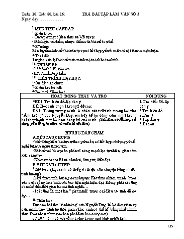 Giáo án Ngữ văn Lớp 9 - Tiết 80, Bài 16: Trả bài tập làm văn số 3