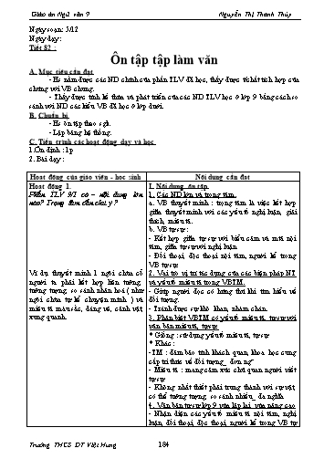 Giáo án Ngữ văn Lớp 9 - Tiết 82: Ôn tập tập làm văn - Trường THCS ĐT Việt Hưng