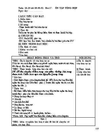 Giáo án Ngữ văn Lớp 9 - Tiết 89+90+91, Bài 17: Ôn tập tổng hợp